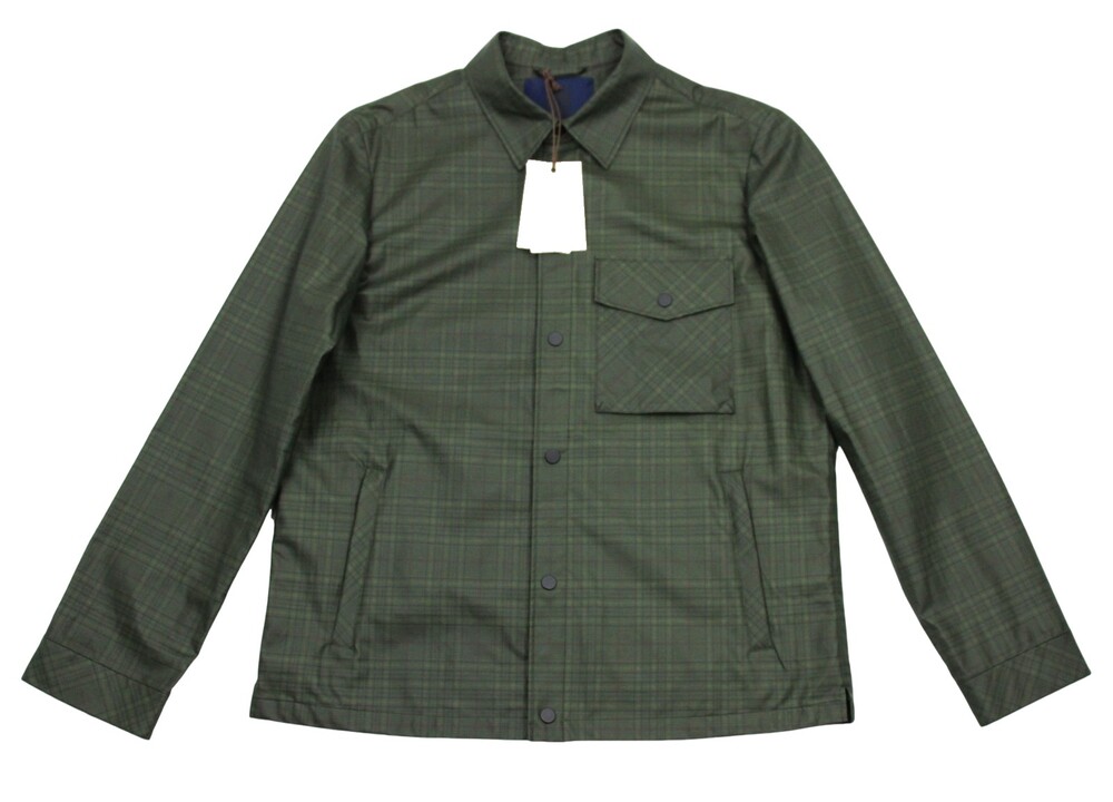 Manto Jacket 46 (56 EU) Mens Green Plaid Cotton Blend Coat Italy NWT